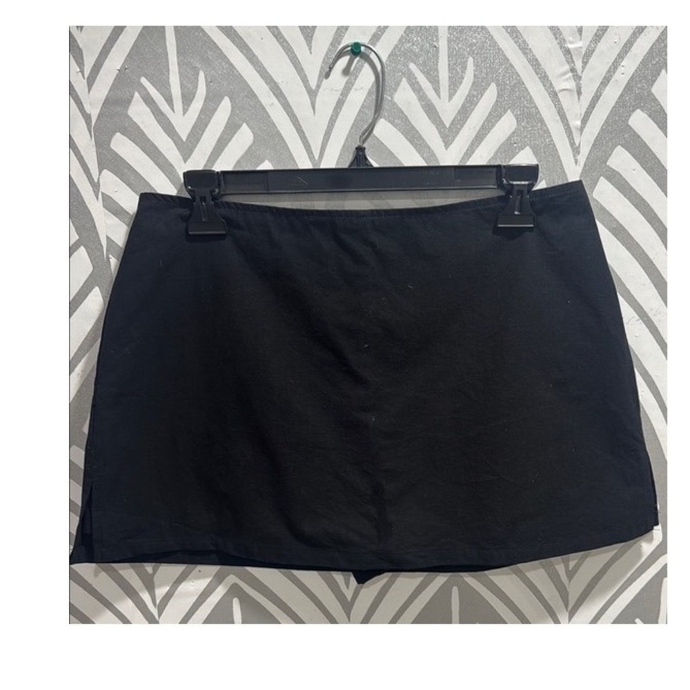 Princess Polly Black Gigi Recycled Cotton Y2K Mini Skort Side Slit US 4